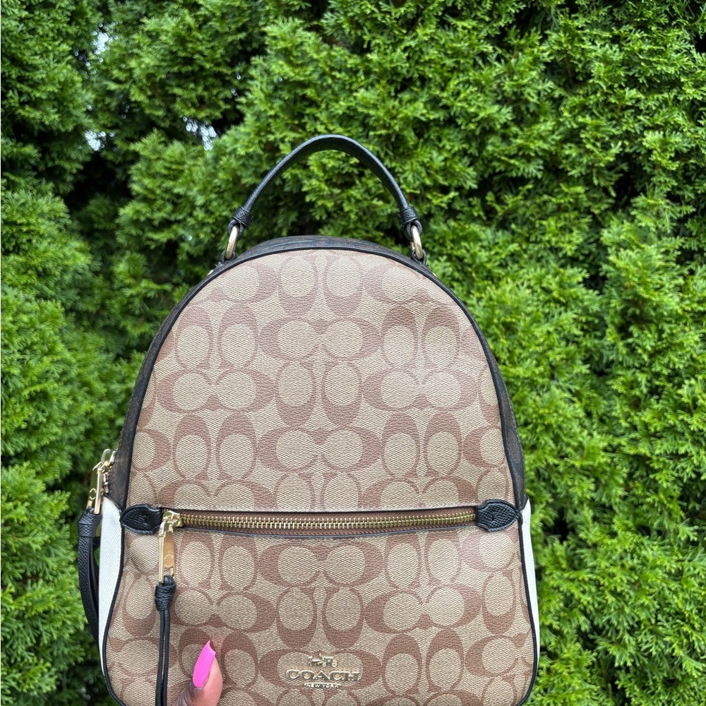 Coach Tan and Black Signature Backpack